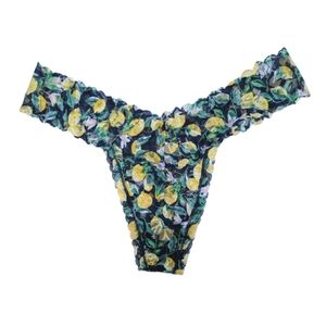 Victoria's Secret Lace Thong XL Women Sheer Panty New Lemon print wide waist VS